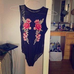 Black Onesie With Flowers